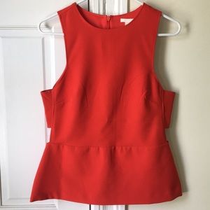H&M Red Shell Peplum Side Cutout Tank size US 10